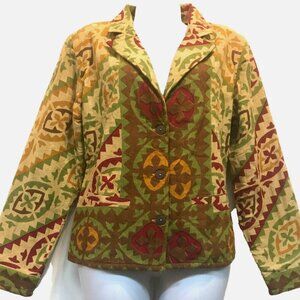 Nwt SACRED THREADS hippie gypsy boho pocket funky cotton lined JACKET COAT TOP S